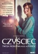 Zdjęcie okładki filmu, pt. "Czyściec - twoja modlitwa może im pomóc" - moda kobieta uchyla drzwi prowadzące do zaświatów.